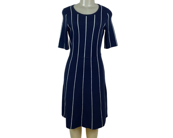 Ann Taylor Womens Navy Acrylic/Merino Wool Blend Striped Knit Dress Size S