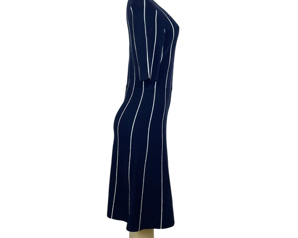 Ann Taylor Womens Navy Acrylic/Merino Wool Blend Striped Knit Dress Size S