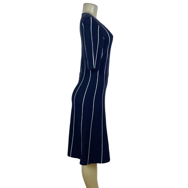 Ann Taylor Womens Navy Acrylic/Merino Wool Blend Striped Knit Dress Size S