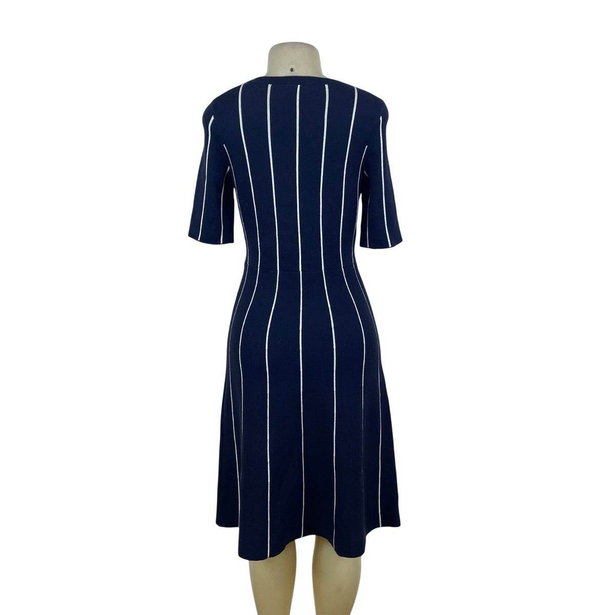 Ann Taylor Womens Navy Acrylic/Merino Wool Blend Striped Knit Dress Size S