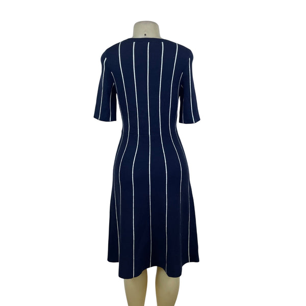 Ann Taylor Womens Navy Acrylic/Merino Wool Blend Striped Knit Dress Size S
