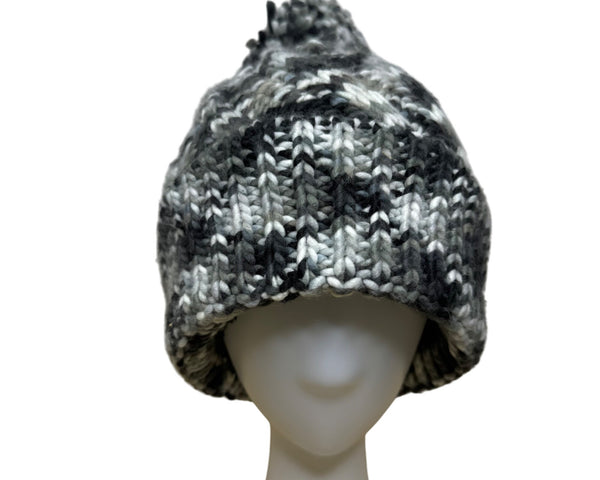 Columbia Womens Black Gray Acrylic Knit Pom Winter Beanie Hat One Size Fits All