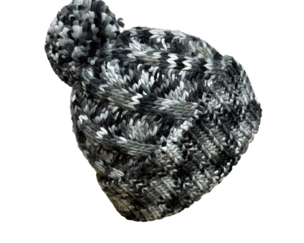Columbia Womens Black Gray Acrylic Knit Pom Winter Beanie Hat One Size Fits All