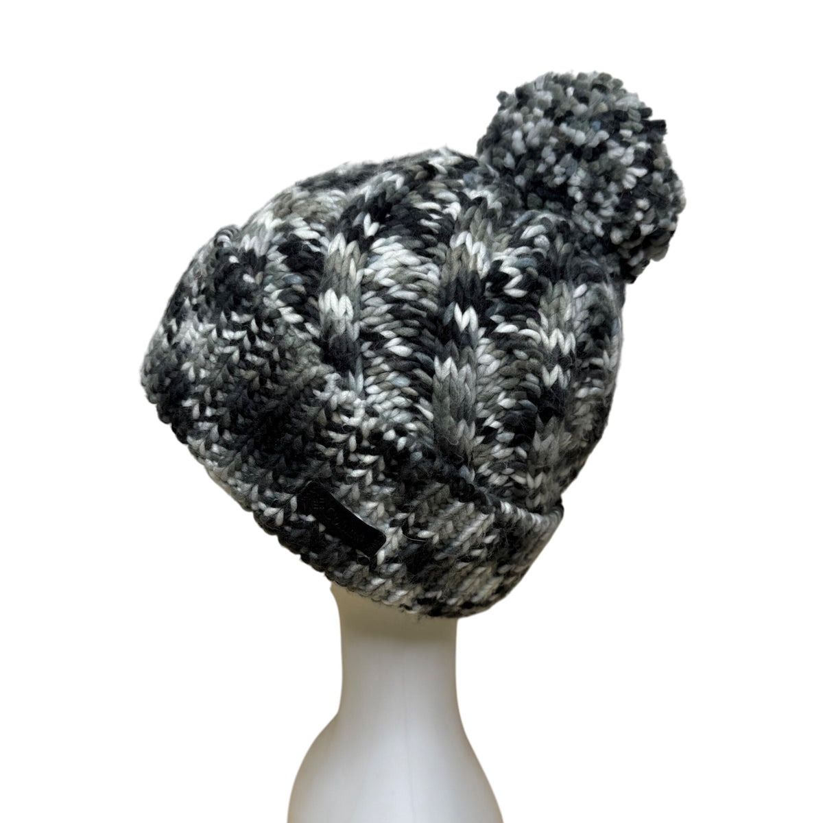 Columbia Womens Black Gray Acrylic Knit Pom Winter Beanie Hat One Size Fits All