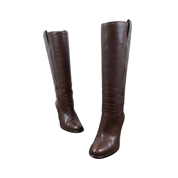 Banana Republic Women’s Brown Leather Knee-High Pull On Heeled Boots Size 6