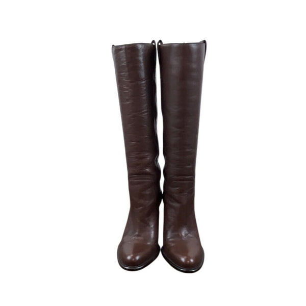 Banana Republic Women’s Brown Leather Knee-High Pull On Heeled Boots Size 6