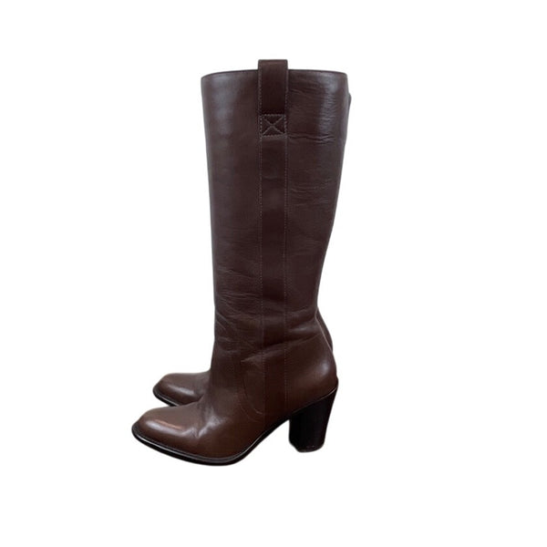 Banana Republic Women’s Brown Leather Knee-High Pull On Heeled Boots Size 6