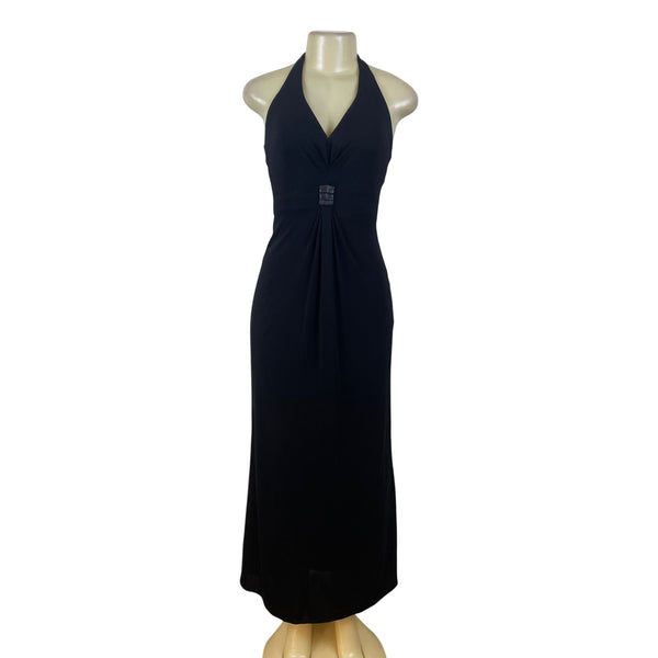 Rimini Womens Black Halter Maxi Dress With Waist Detail Size 2