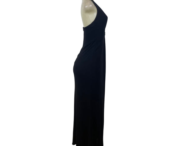 Rimini Womens Black Halter Maxi Dress With Waist Detail Size 2