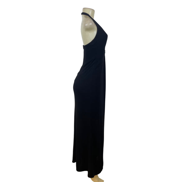 Rimini Womens Black Halter Maxi Dress With Waist Detail Size 2