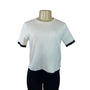 Zara Womens Short Sleeve Knit Top White With Black Trim Size S