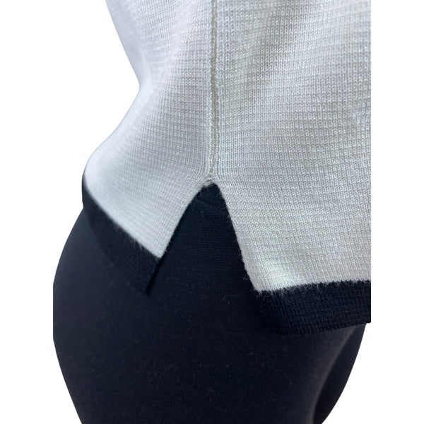 Zara Womens Short Sleeve Knit Top White With Black Trim Size S