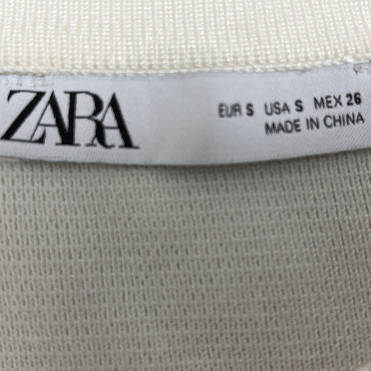 Zara Womens Short Sleeve Knit Top White With Black Trim Size S