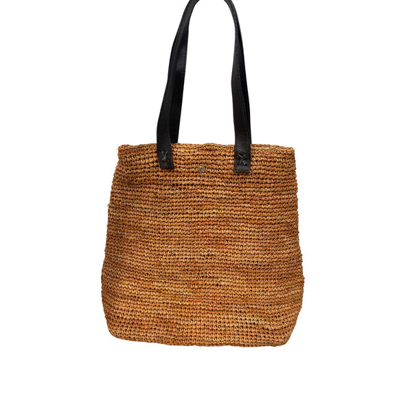 Flora Bella Womens Natural Woven Straw Tote Bag Leather Straps Magnetic Snap Closure Durable