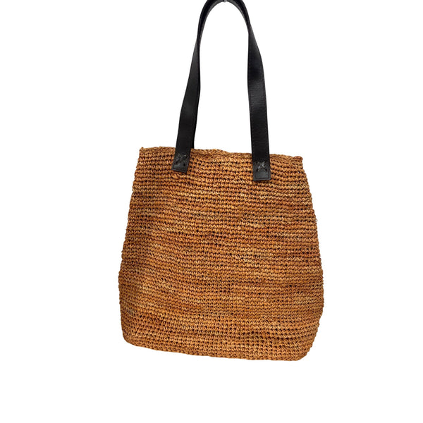 Flora Bella Womens Natural Woven Straw Tote Bag Leather Straps Magnetic Snap Closure Durable