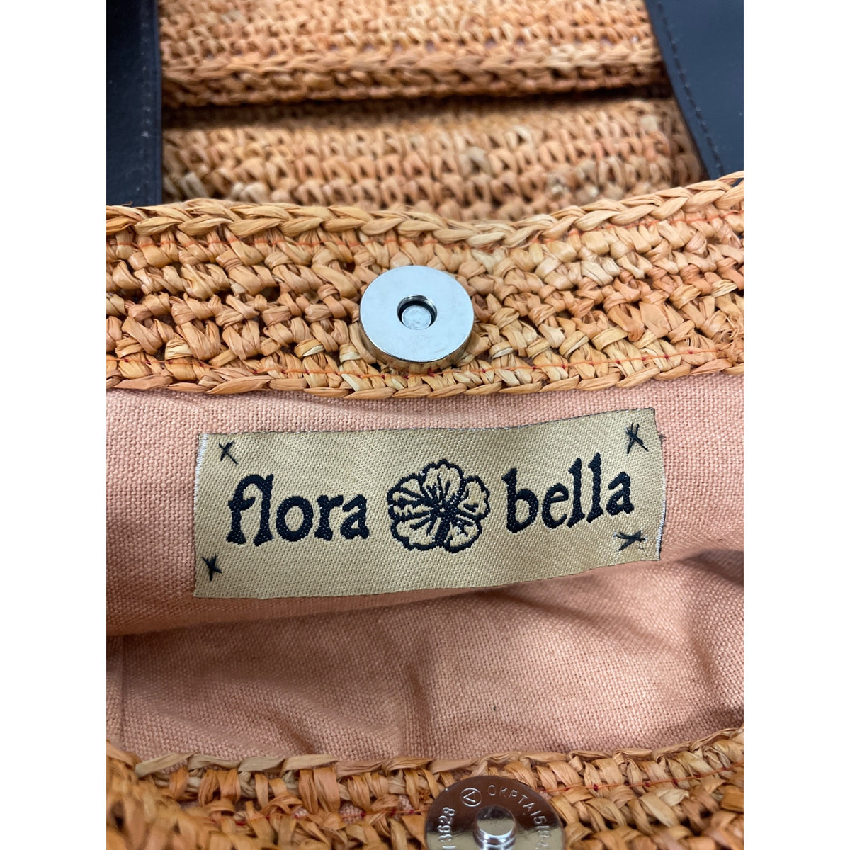 Flora Bella Womens Natural Woven Straw Tote Bag Leather Straps Magnetic Snap Closure Durable