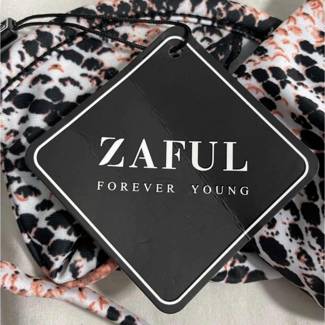 Zaful Black And Orange Snake Print Womens Bikini 2 Pieces Set Sz M - New