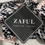 Zaful Black And Orange Snake Print Womens Bikini 2 Pieces Set Sz M - New