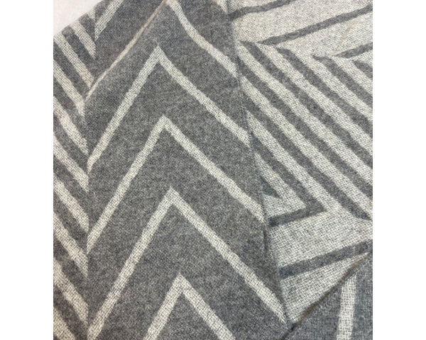 Scotch & Soda Grey Chevron Print Unisex Wool Shawl - New
