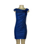 Adrianna Papell Petite Royal Blue Dress With Floral Shoulder Detail Size 2P