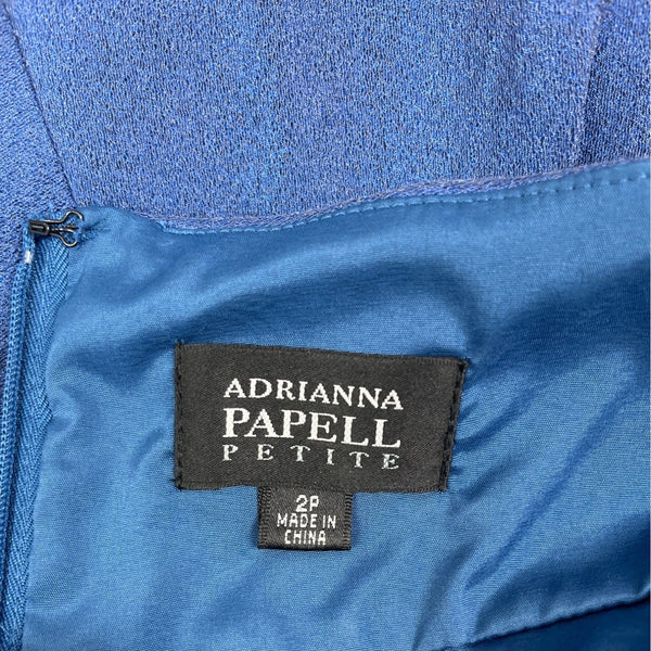 Adrianna Papell Petite Royal Blue Dress With Floral Shoulder Detail Size 2P