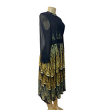 Gyalwana Women's Black and Yellow A-Line Dress Sz L - NWT