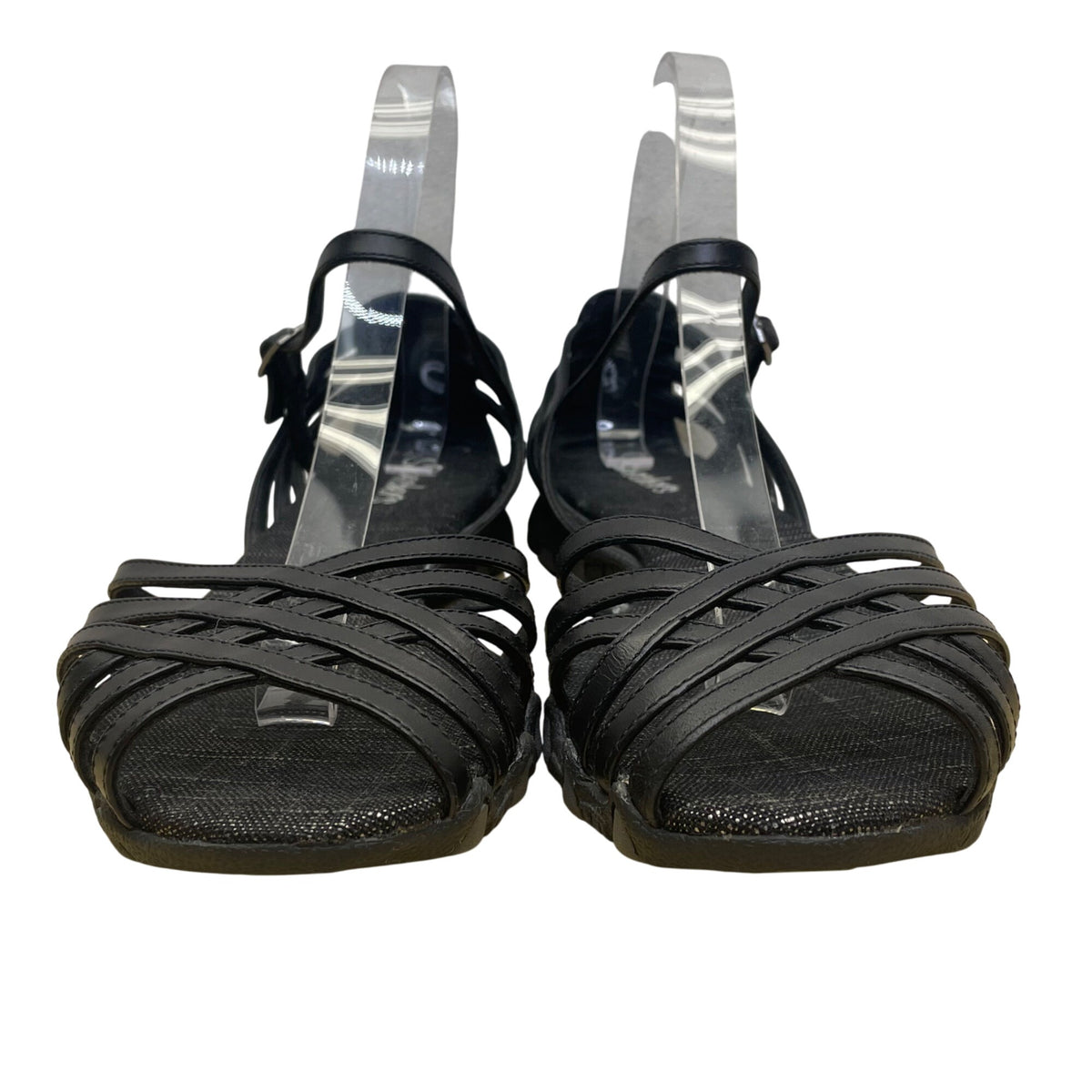 Skechers Women’s Black Strappy Cushioned Sole Open Toe Flat Sandals