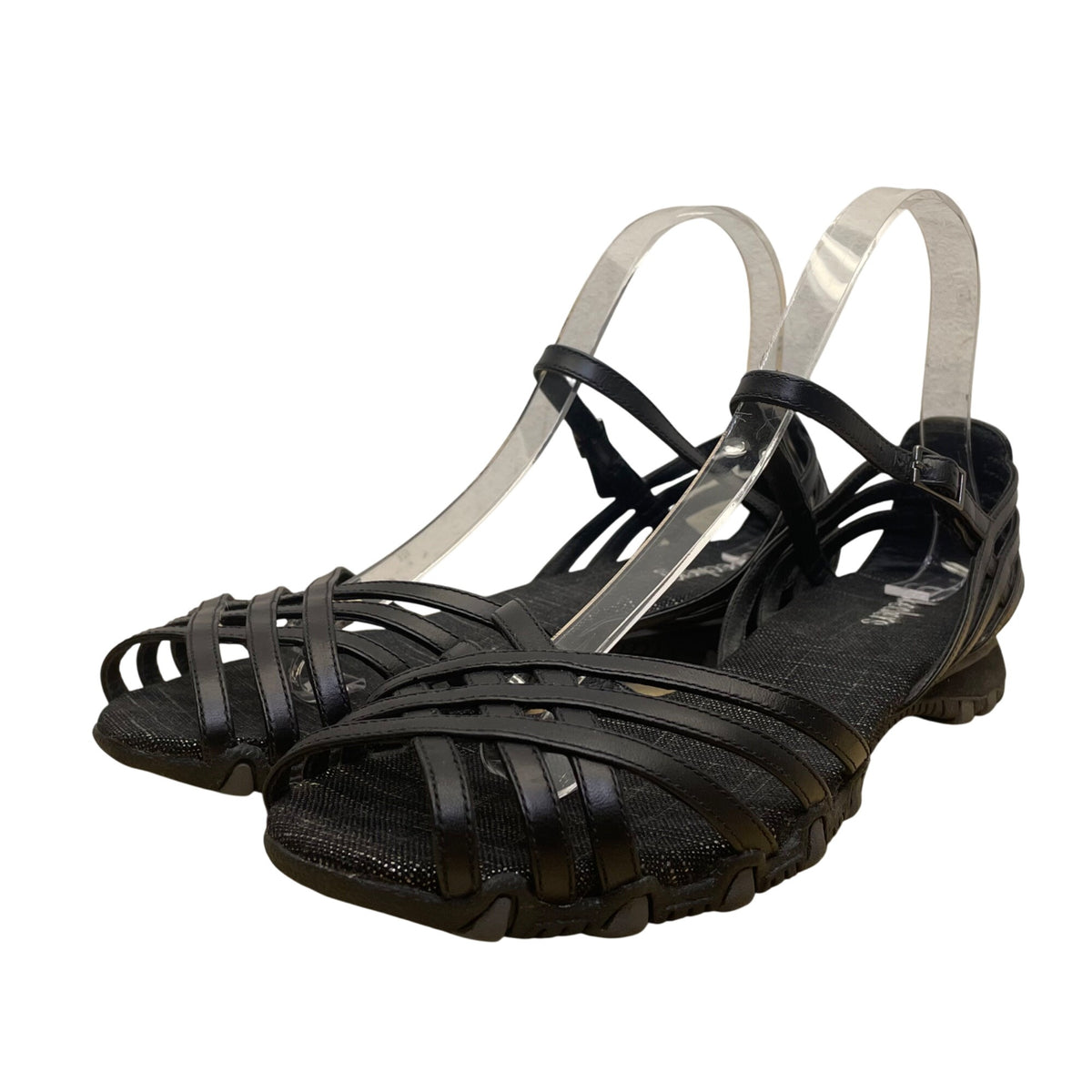 Skechers Women’s Black Strappy Cushioned Sole Open Toe Flat Sandals