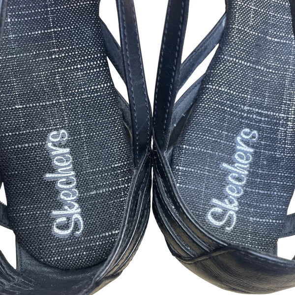 Skechers Women’s Black Strappy Cushioned Sole Open Toe Flat Sandals