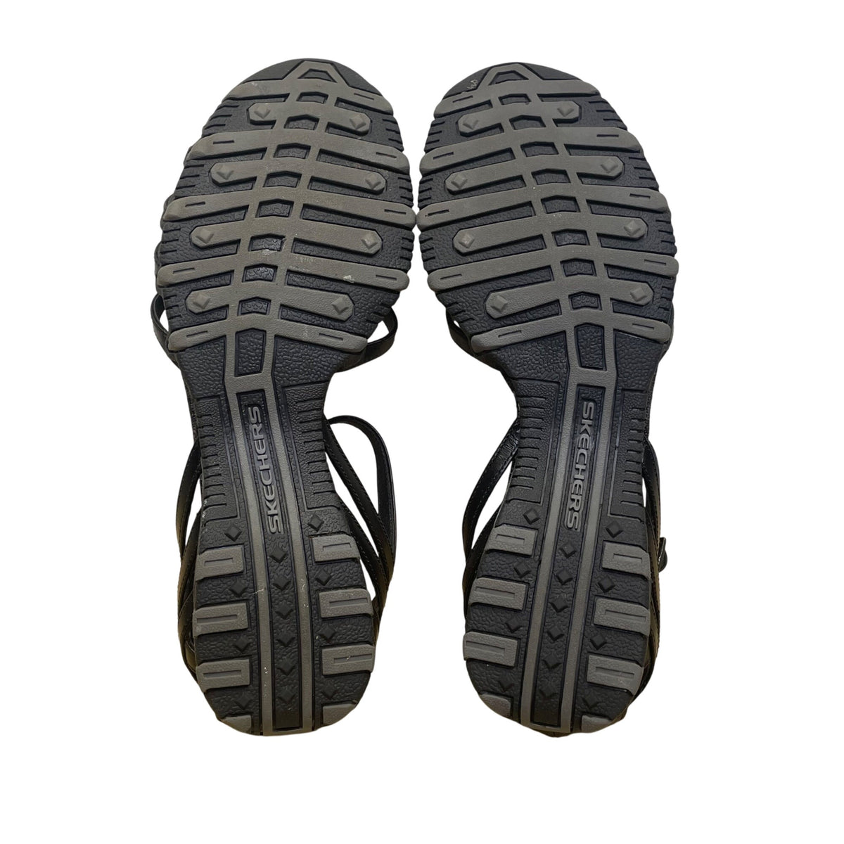 Skechers Women’s Black Strappy Cushioned Sole Open Toe Flat Sandals