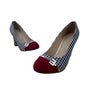 Women’s Houndstooth & Red Cap Toe With Gold Accent Pumps Size 38 (US 7.5)