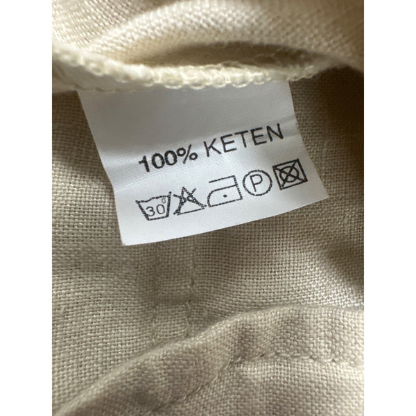 Gabbana Beige Linen Women's Blazer Jacket With Crystal D&G Logo Size L
