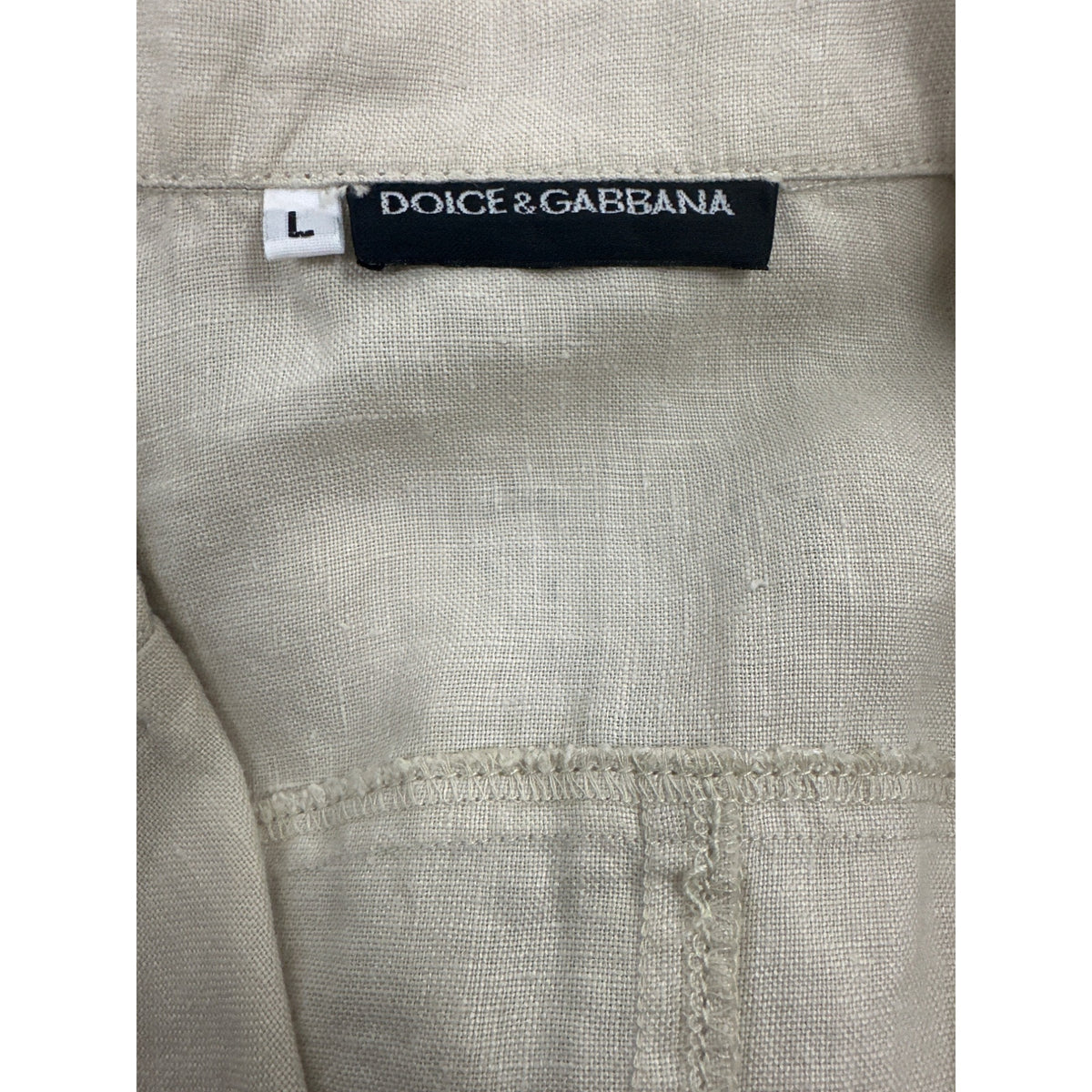 Gabbana Beige Linen Women's Blazer Jacket With Crystal D&G Logo Size L