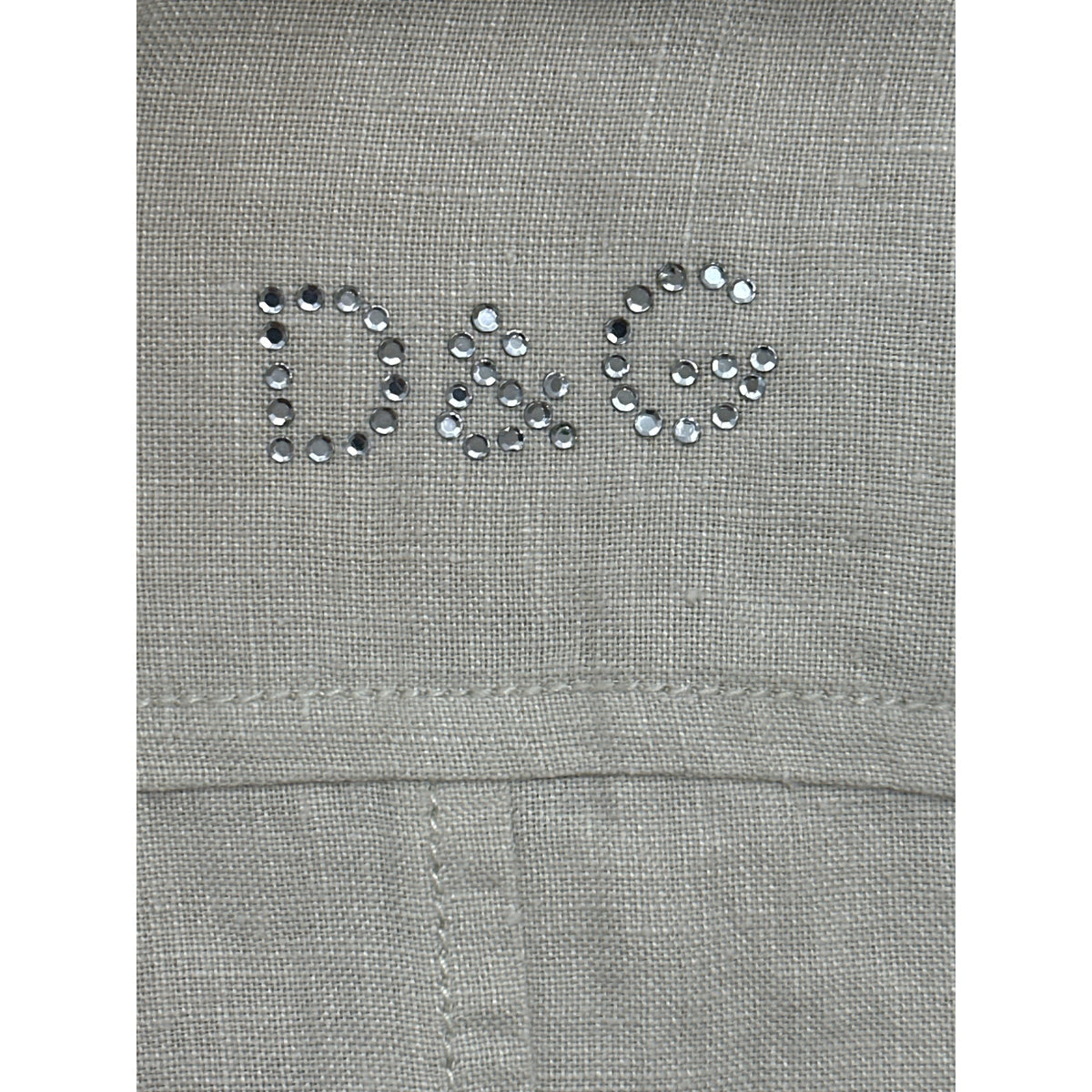 Gabbana Beige Linen Women's Blazer Jacket With Crystal D&G Logo Size L