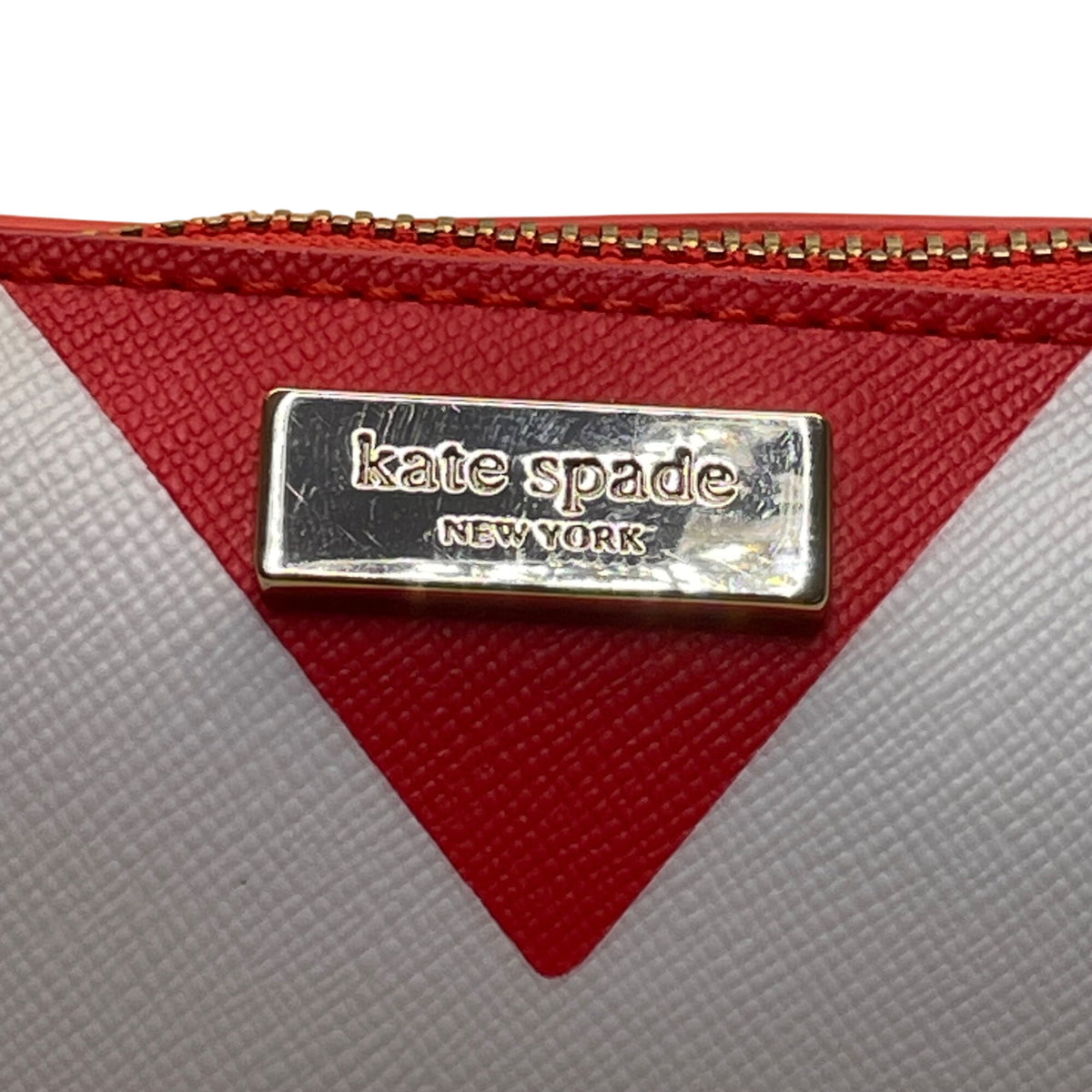 Kate Spade Women’s Orange & White Leather Chevron Gold Hardware Clutch Size S