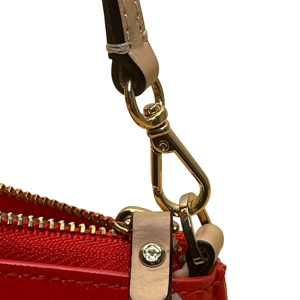 Kate Spade Women’s Orange & White Leather Chevron Gold Hardware Clutch Size S