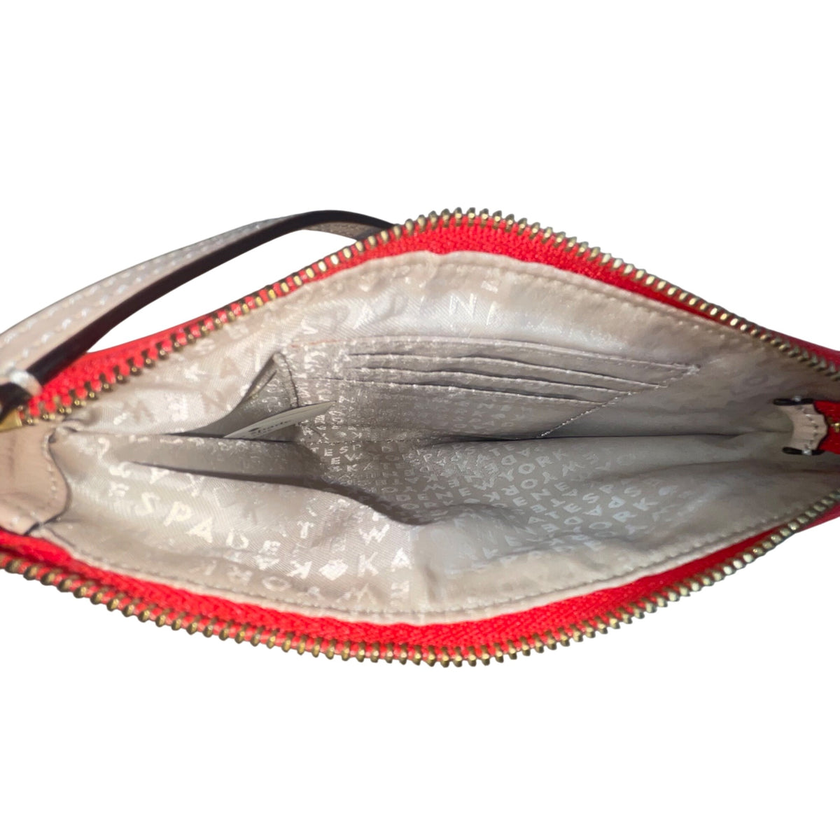 Kate Spade Women’s Orange & White Leather Chevron Gold Hardware Clutch Size S