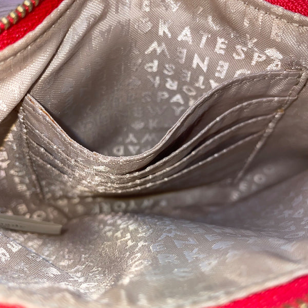 Kate Spade Women’s Orange & White Leather Chevron Gold Hardware Clutch Size S