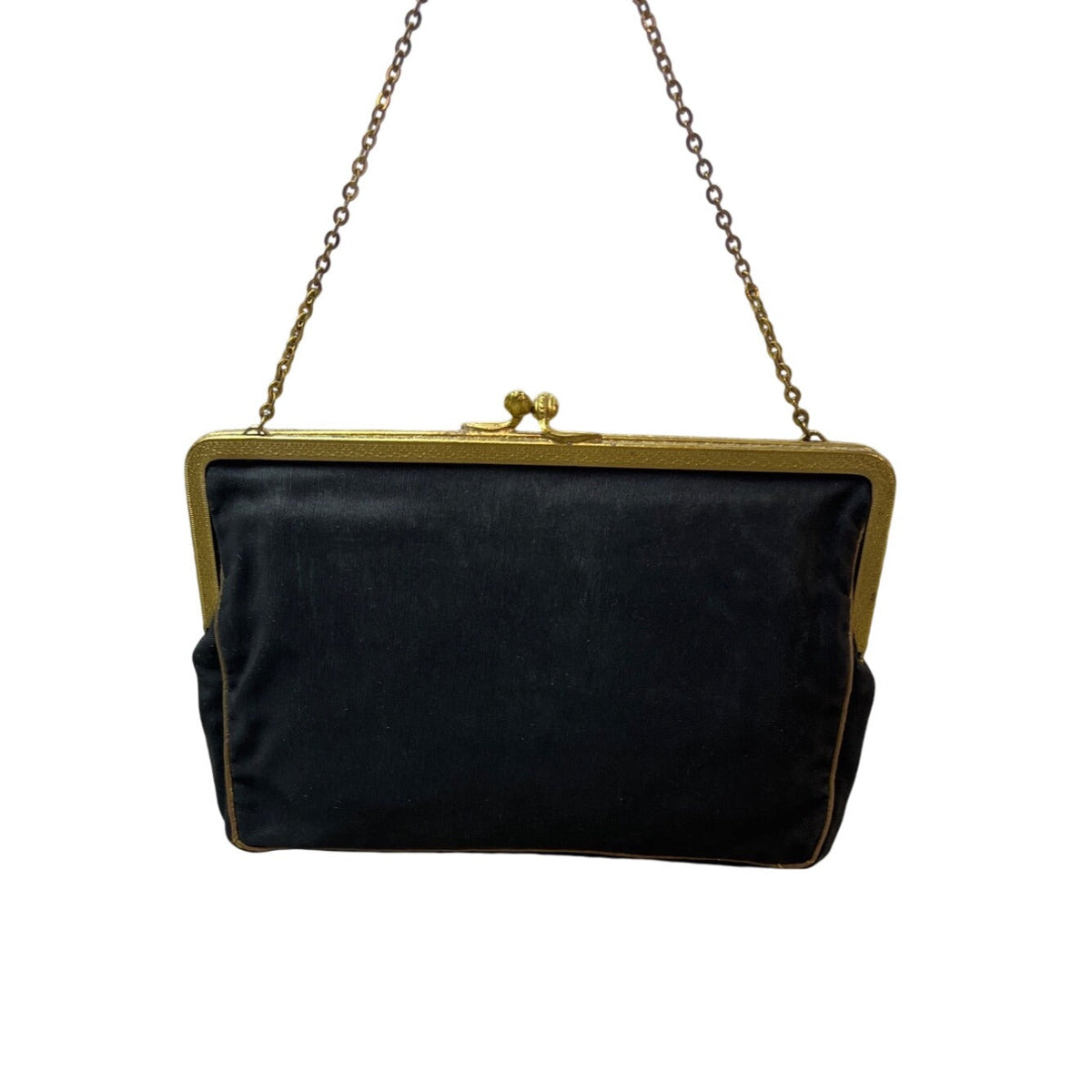 Vintage Unbranded Women's Black Flowered Canvas Evening Clutch Sz S