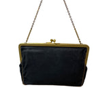 Vintage Unbranded Women's Black Flowered Canvas Evening Clutch Sz S