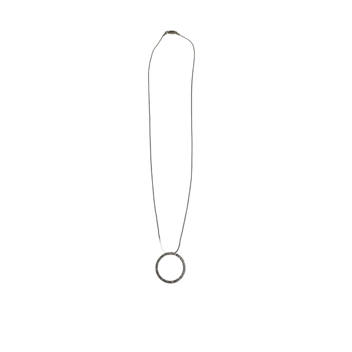 Circle Pendant Necklace Womens Silver Plated Minimalist Jewelry Sleek 18" Chain