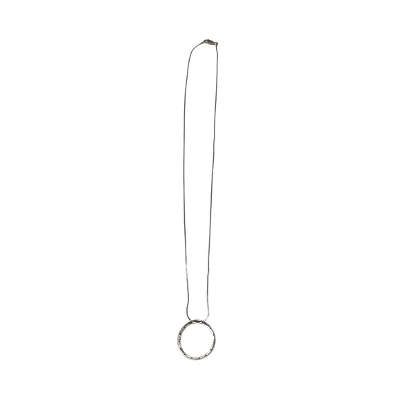 Circle Pendant Necklace Womens Silver Plated Minimalist Jewelry Sleek 18" Chain