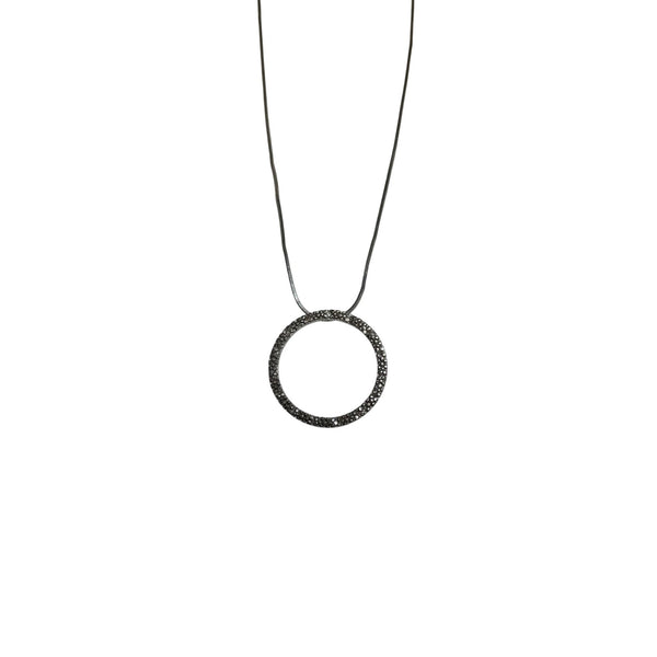 Circle Pendant Necklace Womens Silver Plated Minimalist Jewelry Sleek 18" Chain