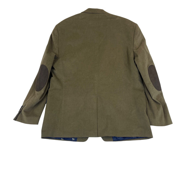 Lauren Ralph Lauren Mens Olive Corduroy Sport Coat Navy Patterned Lining Sz 43R