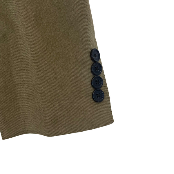 Lauren Ralph Lauren Mens Olive Corduroy Sport Coat Navy Patterned Lining Sz 43R
