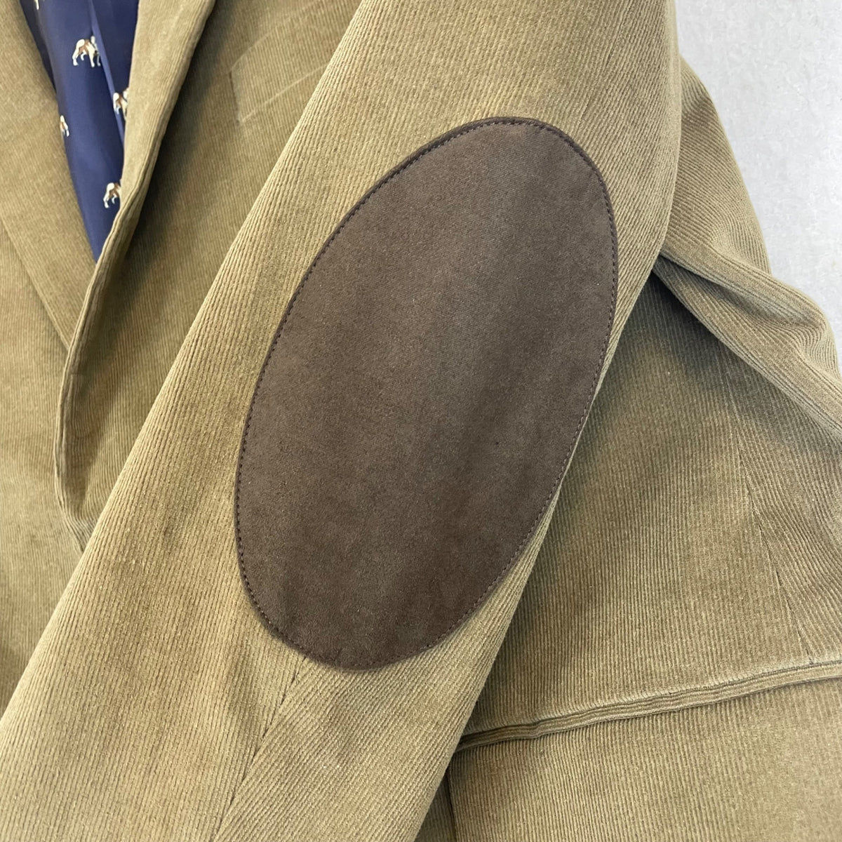 Lauren Ralph Lauren Mens Olive Corduroy Sport Coat Navy Patterned Lining Sz 43R