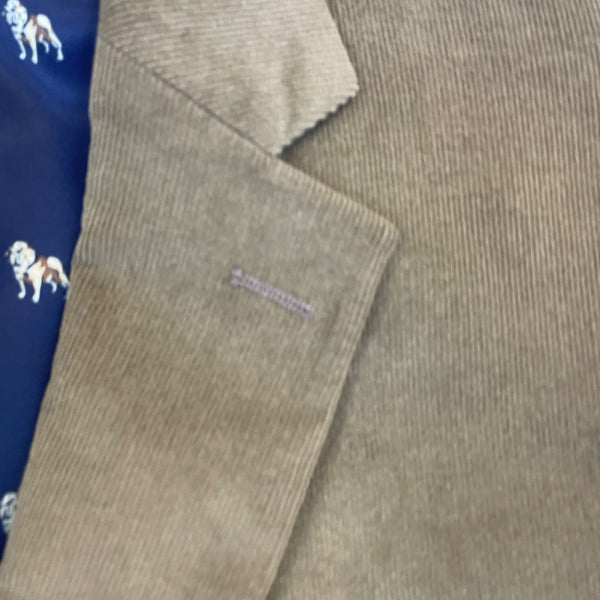 Lauren Ralph Lauren Mens Olive Corduroy Sport Coat Navy Patterned Lining Sz 43R