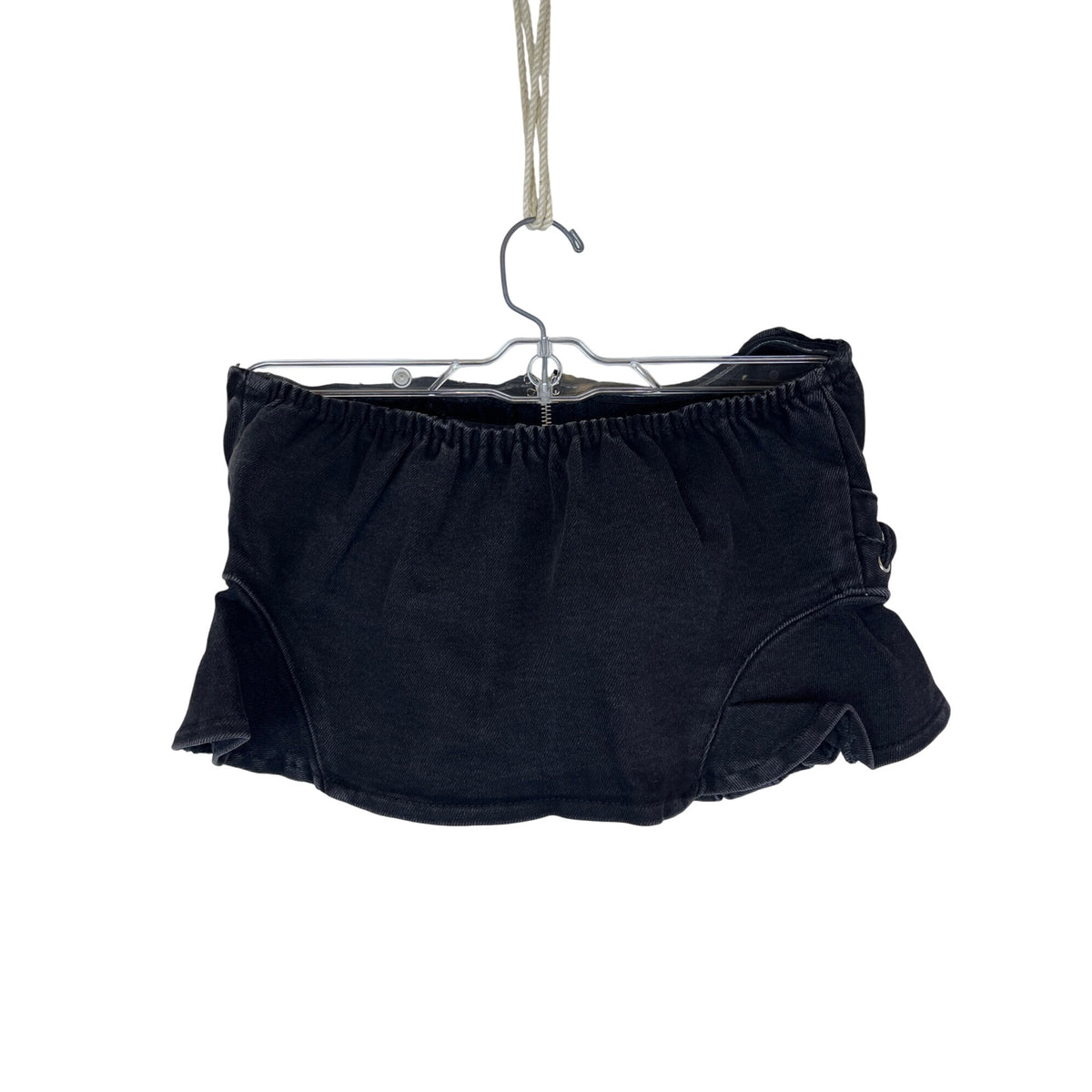 Fashion Nova Womens Black Denim Corset Lace-Up Skirt Set Size M