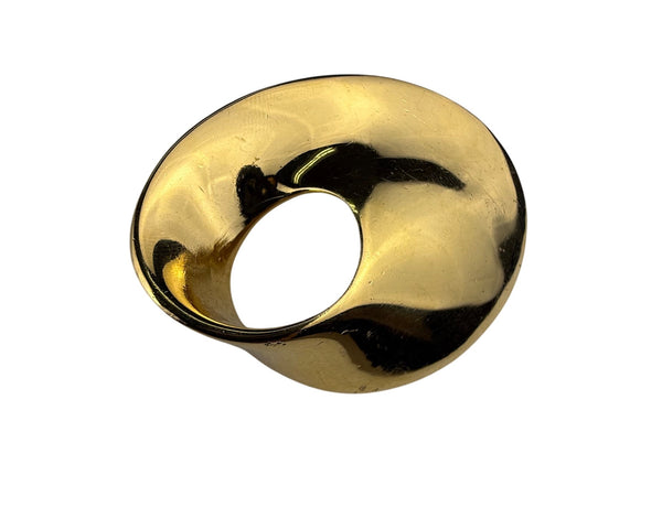 Monet Gold Tone Pin Brooch Vintage Mod Oval Abstract Design Textured Back Signed