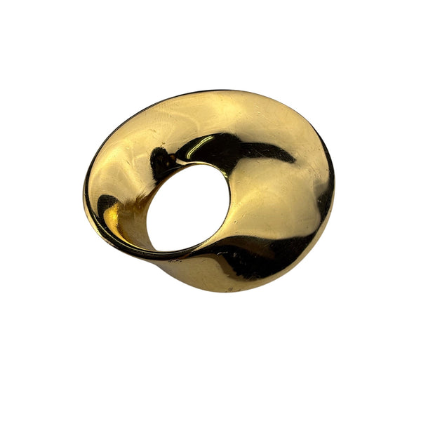 Monet Gold Tone Pin Brooch Vintage Mod Oval Abstract Design Textured Back Signed